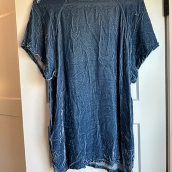 Free People x CP Shades Blue Velvet T-Shirt Dress - Picture 2 of 6